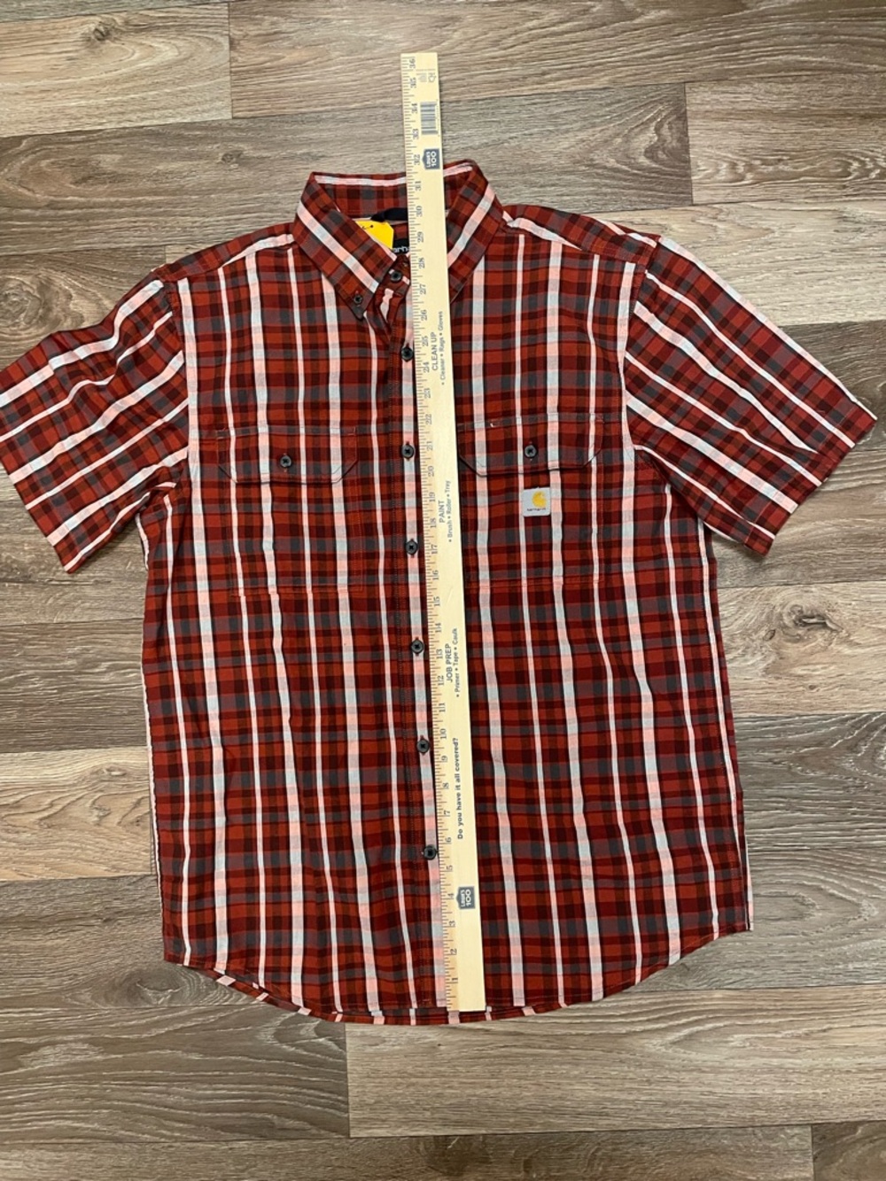 Carhartt Red and Black Plaid Short Sleeve Button-Up Shirt New With Tags - Picture 4 of 6